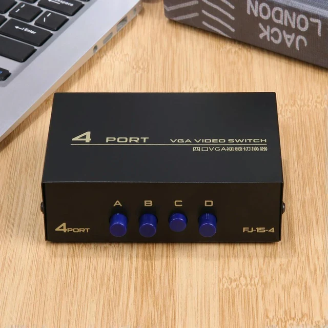 Alt view image 8 of 12 - 4 Port VGA Splitter Box 1 in 4 Out 4 PC To 1 Monitor VGA Vedio Splitter 130MHz Bandwidth Switcher Box for Monitor PC