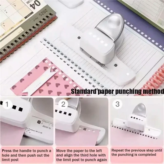 Alt view image 6 of 6 - Handheld Square 5-Hole Paper Puncher, Loose-Leaf Stationery Punch, DIY Diary Binding Tool Office Equipment Press