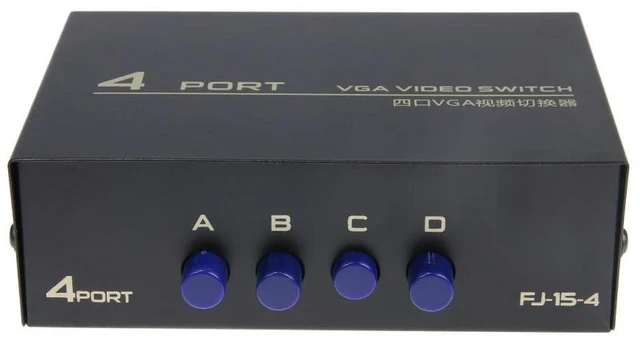 Alt view image 9 of 12 - 4 Port VGA Splitter Box 1 in 4 Out 4 PC To 1 Monitor VGA Vedio Splitter 130MHz Bandwidth Switcher Box for Monitor PC