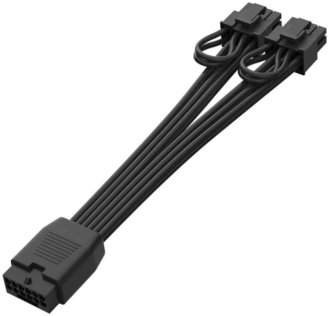 Alt view image 18 of 19 - 12VHPWR Cable Extension, 16 Pin(12+4) Female to Dual PCIe 8 Pin(6+2) Male GPU, PSU Conversion Cable for Power Supply 6.8 in(17cm)