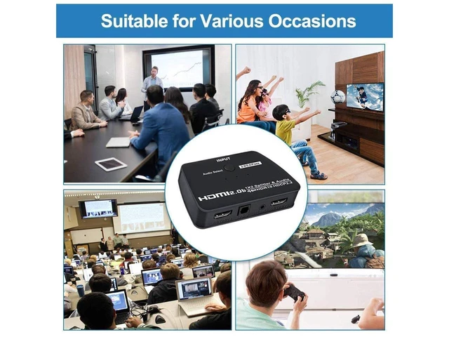 Alt view image 20 of 20 - HDMI Splitter 1 in 2 Out with 3.5mm Jack & Optical SPDIF audio out - 4K Ver HDMI2.0 HDCP2.2, Powered HDMI Splitter Supports 3D 4K@60HZ Full HD1080P for Xbox PS4 PS3 Fire Stick Roku Blu-Ray Player TV