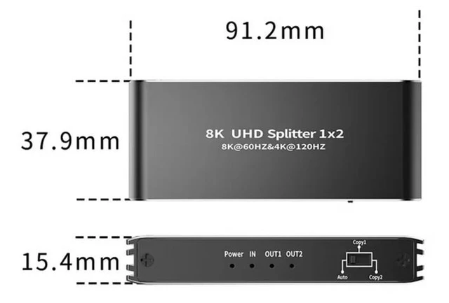 Alt view image 8 of 12 - Torpedo Nova HDMI 2.1 1x2 Splitter with Scaler, 8K@60Hz/4K@120Hz, HDCP 2.3 Bypass, HDR10 & VRR Support