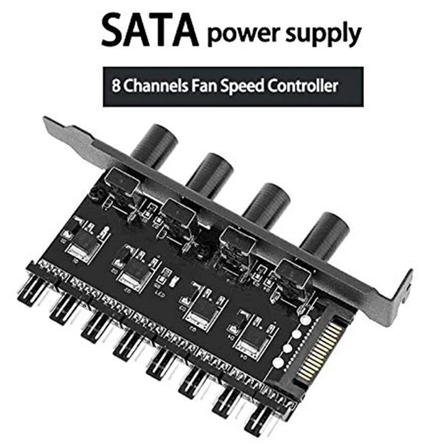 Alt view image 8 of 10 - PC 8 Channels Fan Hub 4 Knob Cooling Fan Speed Controller for CPU Case HDD Vga Pwm Fan Pci Bracket Power By 12V Fan Con