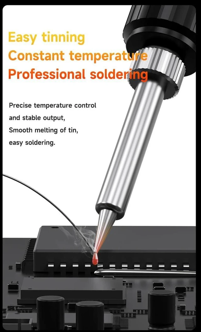 Alt view image 10 of 14 - HK-990 Thermostatic Electric Soldering Iron 90W High Power Anti-static Adjustable Portable Welding Solder Repair Tool