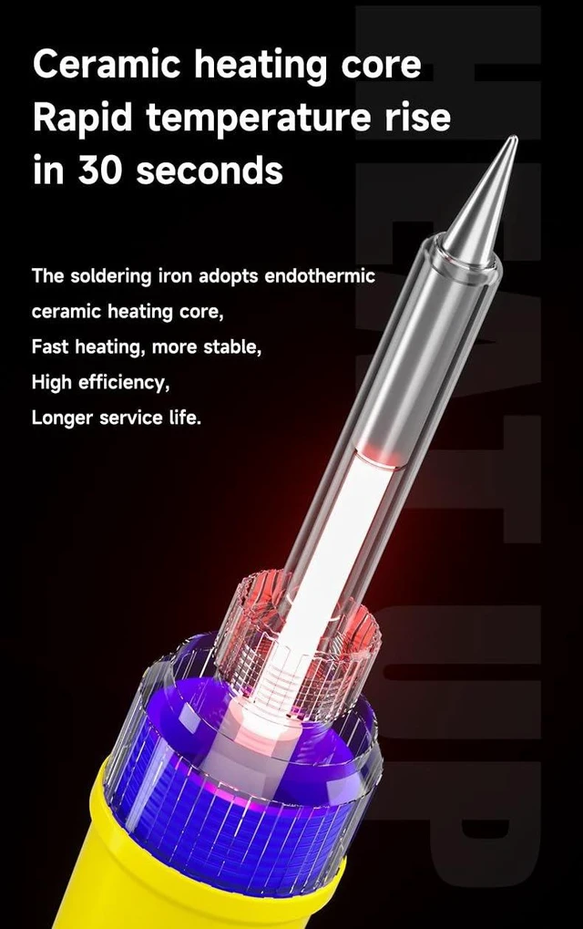 Alt view image 11 of 14 - HK-990 Thermostatic Electric Soldering Iron 90W High Power Anti-static Adjustable Portable Welding Solder Repair Tool