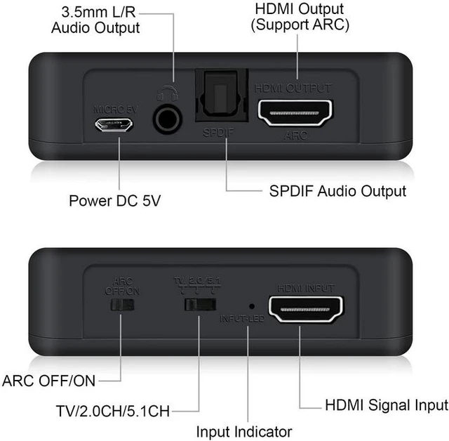 Alt view image 16 of 20 - 4K@60Hz HDMI 2.0b Audio Extractor Splitter - HDMI to Optical SPDIF & 3.5mm Stereo Converter, Support HDR10, HDCP 2.2, ARC, 18Gbps, for PS5, Xbox, Home Theater