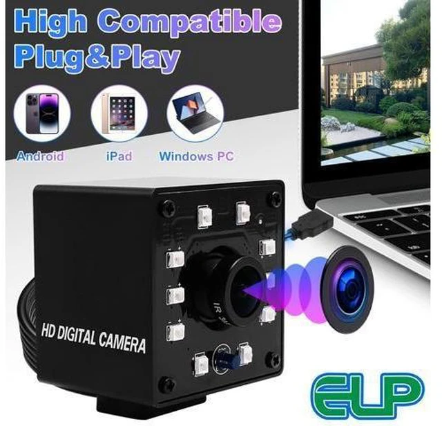 Alt view image 10 of 10 - ELP 1080P Day Night Vision USB Camera IR Infrared Webcam for Computer, Laptop, Mac, Android - High Speed HD PC Camera with 3.6mm Lens, 100fps, 60fps, 30fps