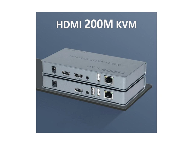 Alt view image 16 of 20 - 1080P HDMI KVM Extender USB Mouse/Keyboard Extension 200M by Cat/RJ45/LAN/UTP Network Cable,IR Control,TX/RX 3.5MM R/L Audio Output eokCXOY