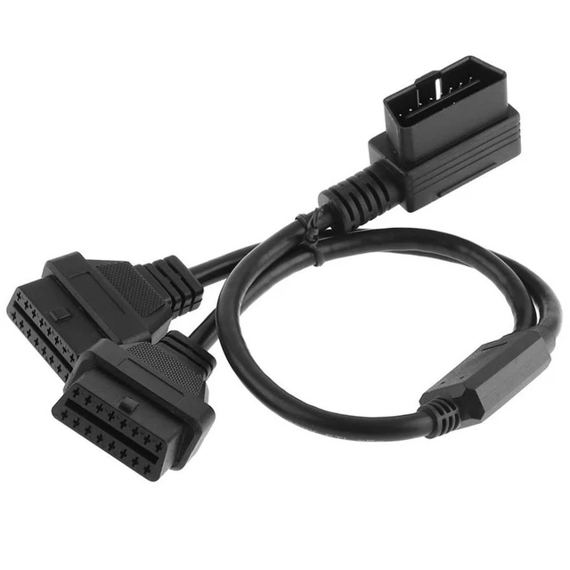 Alt view image 5 of 8 - OBD II OBD2 90 Degree 16 Pin Male to 2 16Pin Female Extended Connector Cable Adapter with 37CM Line for Auto Car Diagnostic Tool