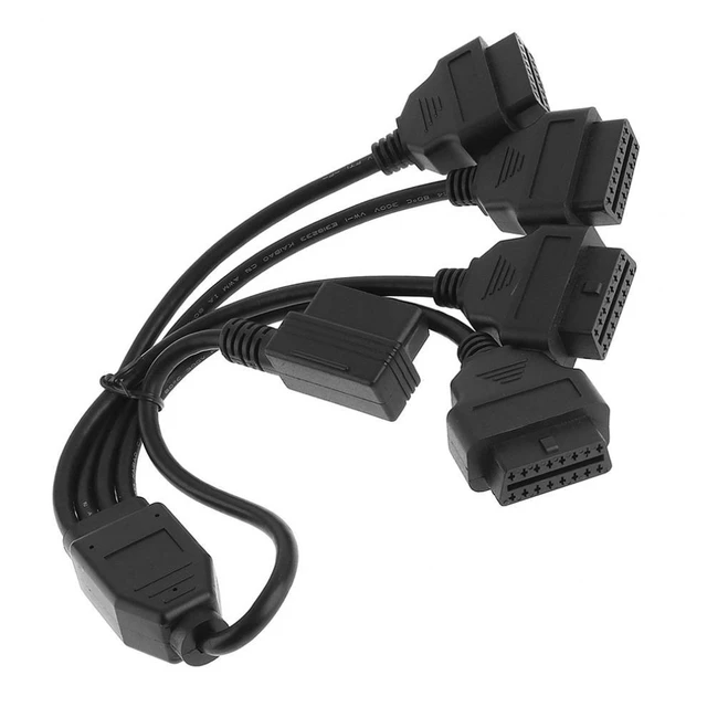 Alt view image 9 of 12 - OBDII OBD2 90 Degree 16 Pin Male to 4 16 Pin Female Extended Connector Cable Adapter with 36CM Line for Auto Car Diagnostic Tool