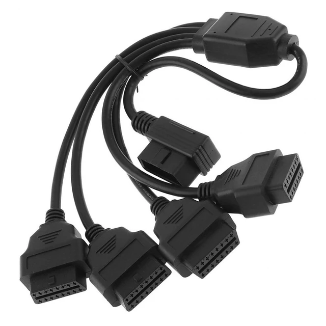 Alt view image 7 of 12 - OBDII OBD2 90 Degree 16 Pin Male to 4 16 Pin Female Extended Connector Cable Adapter with 36CM Line for Auto Car Diagnostic Tool
