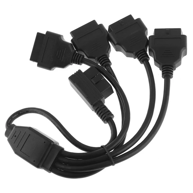 Alt view image 8 of 12 - OBDII OBD2 90 Degree 16 Pin Male to 4 16 Pin Female Extended Connector Cable Adapter with 36CM Line for Auto Car Diagnostic Tool