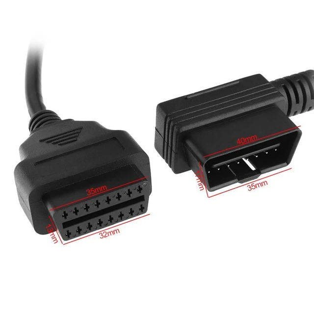 Alt view image 12 of 12 - OBDII OBD2 90 Degree 16 Pin Male to 4 16 Pin Female Extended Connector Cable Adapter with 36CM Line for Auto Car Diagnostic Tool