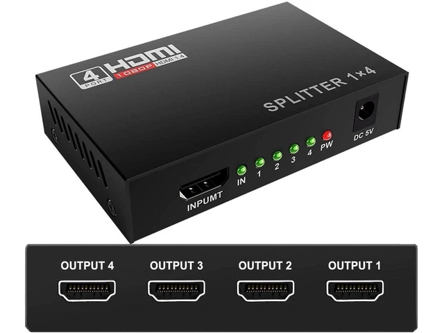Alt view image 15 of 20 - HDMI Splitter 1 in 4 Out V1.4 Powered 1x4 Ports Box Supports 4K @30Hz Full Ultra HD 1080P 3D Compatible with PC STB Xbox PS4 Fire Stick Roku Blu-Ray Player TV HDTV (1 Input to 4 Outputs) eokCXOY