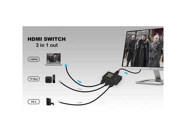 Alt view image 16 of 20 - 4K@30Hz HDMI Switch 3x1 3 in 1 Out 4K HDMI Switch with IR Remote Support 4K@30HZ 3D HD1080P,HDR,Full HD,3D,1080P For HDTV DVD TV BOX Z2 eokCXOY