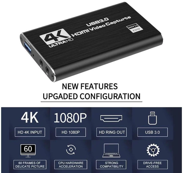 Alt view image 16 of 20 - 4K Audio Video Capture Card, USB 3.0 Video Capture Device with 4K HDMI Local Loop Out, Full HD 1080P 60FPS Video Recorder Grabber for OBS Game Recording, Live Streaming Broadcasting eokCXOY