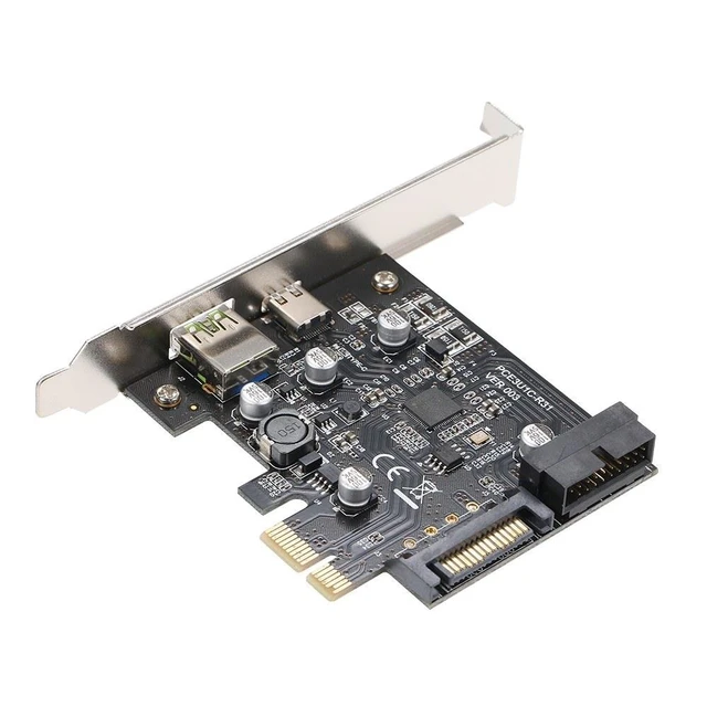 Alt view image 11 of 14 - PCI-e to USB3.1 Type-C Expansion Card PCI-E to USB Fast Charge with 19Pin Front Adapter Card GEN1 5G PCI-express