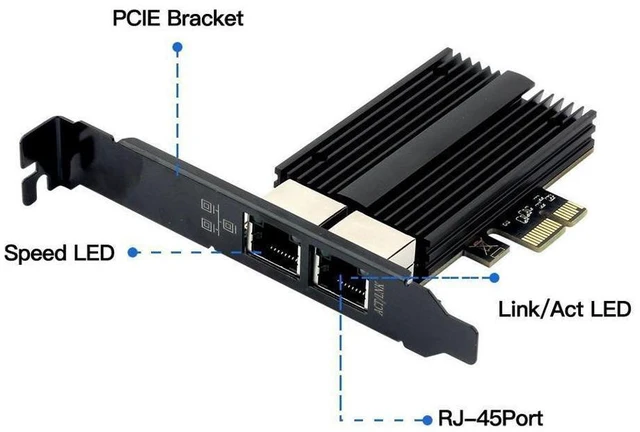 Alt view image 16 of 20 - 2.5Gbps PCIe Network Card Dual RJ45 Port Adapter with Intel I226 Chipset 2500/1000/100Mbps PCI Express Gigabit Ethernet NIC Card RJ45 LAN Port Controller for Desktop Gaming Office eokCXOY
