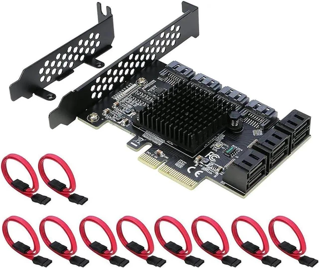 Alt view image 15 of 20 - PCIe x4 SATA Card, 10 Port SATA 6Gbps Controller Expansion Card with Low Profile Bracket, Support 10 SATA 3.0 Devices