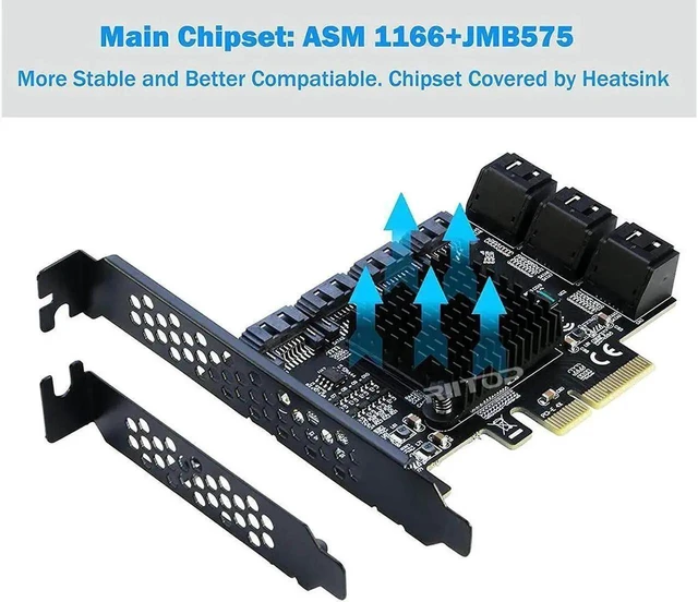 Alt view image 16 of 20 - PCIe x4 SATA Card, 10 Port SATA 6Gbps Controller Expansion Card with Low Profile Bracket, Support 10 SATA 3.0 Devices