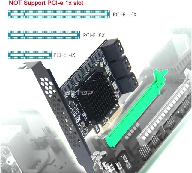 Alt view image 18 of 20 - PCIe x4 SATA Card, 10 Port SATA 6Gbps Controller Expansion Card with Low Profile Bracket, Support 10 SATA 3.0 Devices