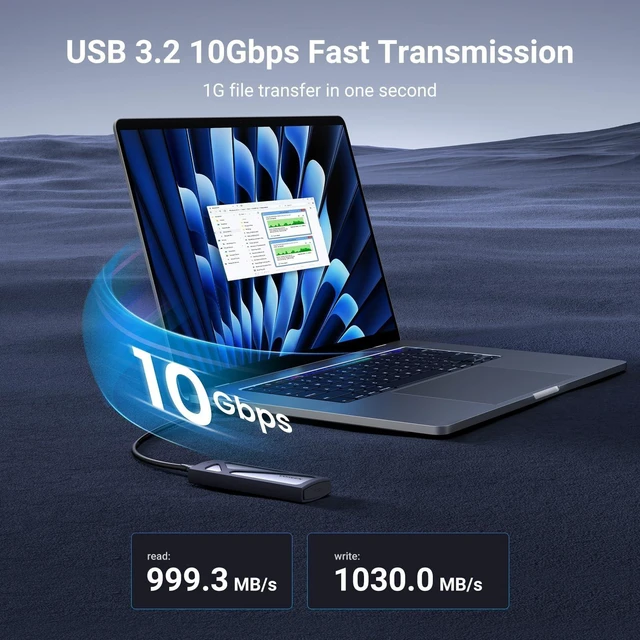 Alt view image 12 of 12 - UGREEN SSD Enclosure, Tool-Free USB C External, 10Gbps M.2 NVMe to USB Adapter/Reader Supports M and B&M Keys and Size 2230/2242 /2260/2280 SSDs