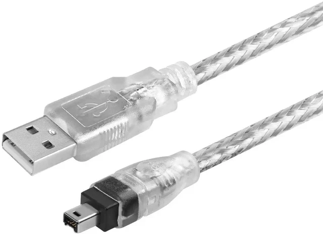 Alt view image 13 of 19 - Firewire to USB Adapter Cable 4Pin IEEE 1394-a to USB 2.0 Converter Cord Firewire 400 Wire Lead for Connecting 4Pin 1394 Devices to USB Host Devices (Transparent Shell) 3ft