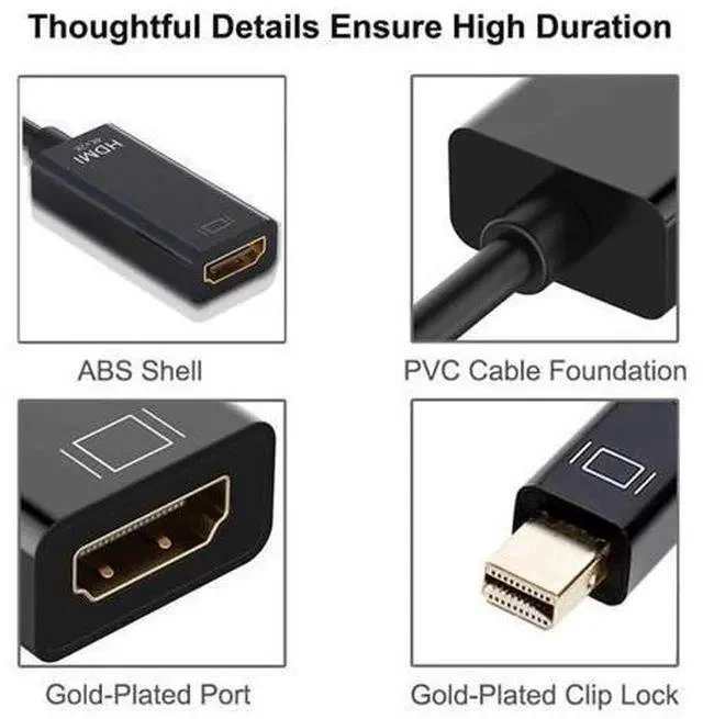 Alt view image 9 of 14 - 2 Pack Mini DisplayPort to HDMI Adaptor, Mini DP(Thunderbolt Compatible) to HDMI 4Kx2K Converter Gold-Plated Cord for Pro, Air, Mac Mini, Surface Pro 3/4