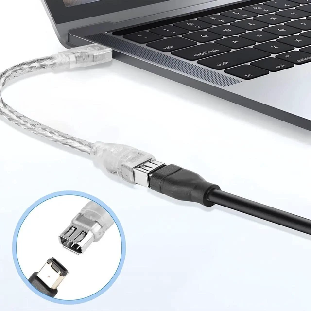 Alt view image 18 of 20 - Firewire to USB Adapter Cable 6-Pin IEEE 1394 Female to USB 2.0 Male Converter Cord for Digital Video Camera Printer More with Firewire 400 1394-a Connector (Transparent Shell) 20cm/7.87inch