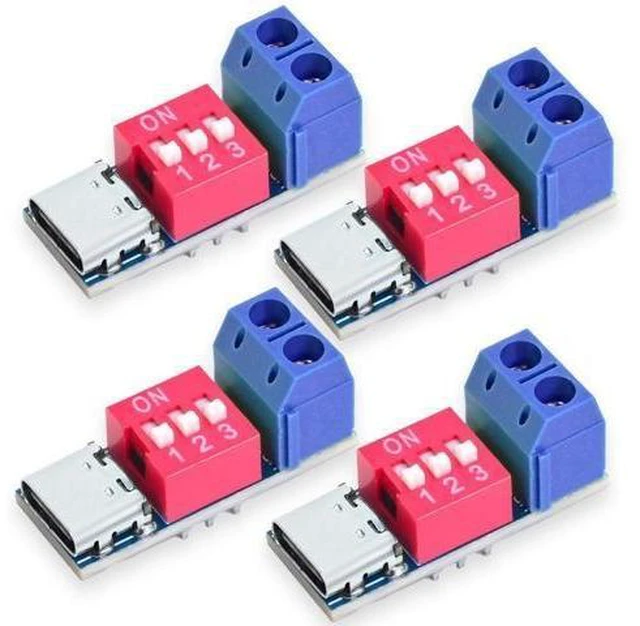 Alt view image 8 of 14 - WISDUM USB-C PD Trigger Board Module PD/QC Decoy Fast Charge USB Type-c to 12V High Speed Charger Power Delivery Boost (4PCS)