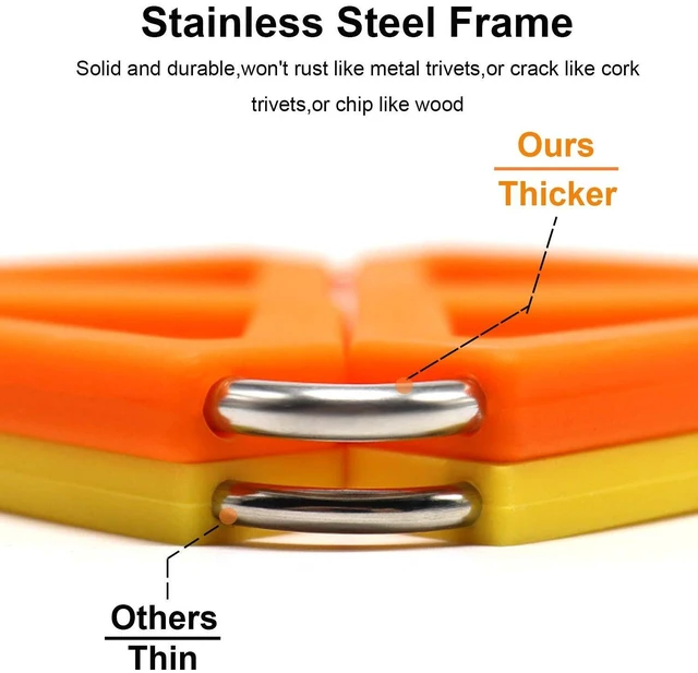 Alt view image 13 of 14 - Set of 5 Silicone Trivet Mat Expandable Hot Pot Holder with Stainless Steel Frame for Home Kitchen Heat Resistant Insulated Hot Pads Coasters Table Dish Mat Tableware Placemat for Hot Pans Bowls