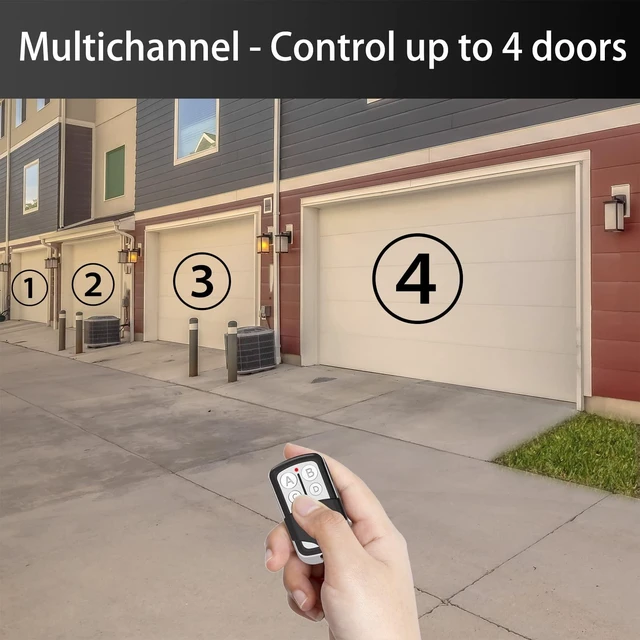 Alt view image 10 of 12 - 2 Pcs Universal Garage Door Opener Remote Keychain 4-Button Programmable Compatible with Liftmaster Chamberlain Craftsman Opener with Purple Yellow Red Orange Green Learn Button