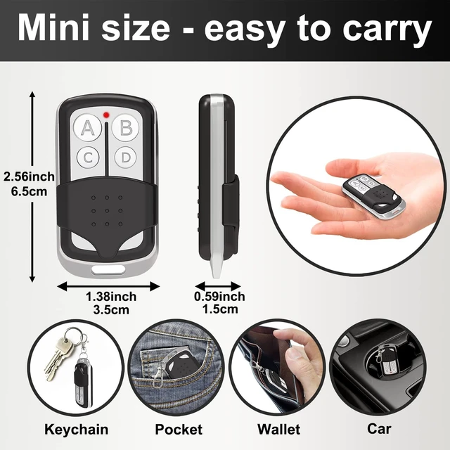 Alt view image 11 of 12 - 2 Pcs Universal Garage Door Opener Remote Keychain 4-Button Programmable Compatible with Liftmaster Chamberlain Craftsman Opener with Purple Yellow Red Orange Green Learn Button