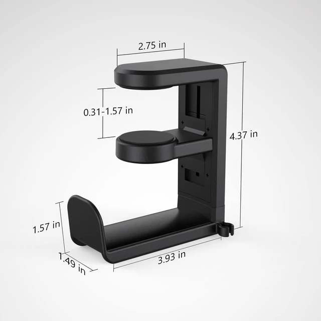 Alt view image 13 of 14 - Rotating Headphone Stand - EURPMASK PC Gaming Headset Stand, Adjustable Clamp-on Headphone Holder, Headphone Hanger Hook Under Desk with 360 Degree Swivel&Cable Clip Organizer - Black, 2 Pack