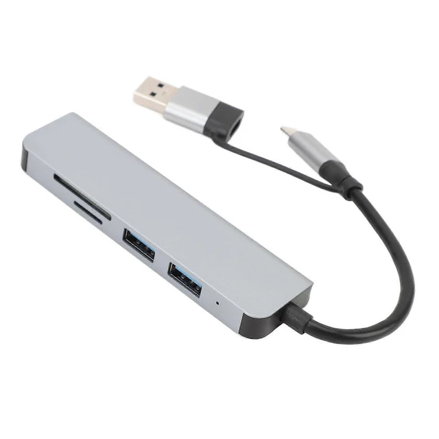 Alt view image 6 of 10 - Ecocleanpath 5-in-1 USB C Hub Multiport Adapter with 3 USB 3.0 Ports, SD/TF Card Reader - Gray