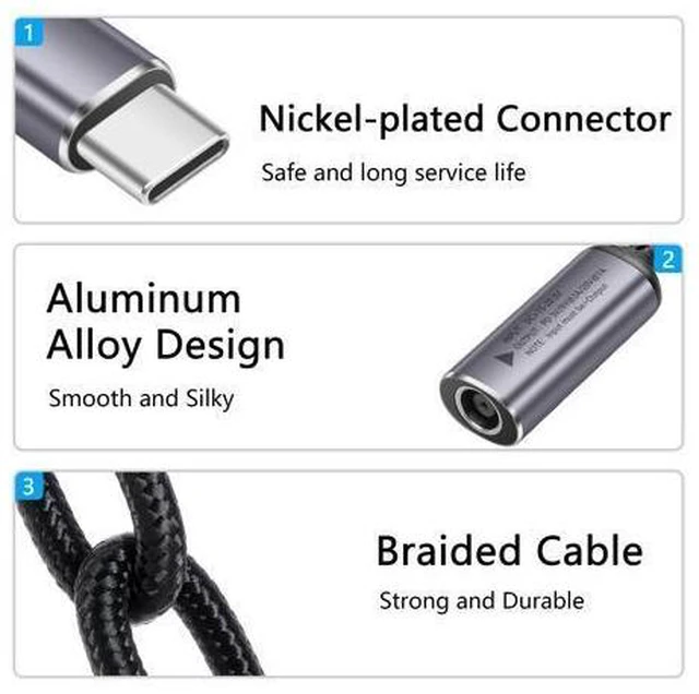Alt view image 11 of 14 - WISDUM PD 140W DC7909 to USB C Cable DC 7.9mm x 0.9mm Female(7.9 x 5.5mm) Input to Type C Male Power Charging Cable with PD Automatic Identification Chip,for Phones,Tablets,Laptops(DC7909)