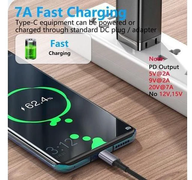 Alt view image 12 of 14 - WISDUM PD 140W DC7909 to USB C Cable DC 7.9mm x 0.9mm Female(7.9 x 5.5mm) Input to Type C Male Power Charging Cable with PD Automatic Identification Chip,for Phones,Tablets,Laptops(DC7909)