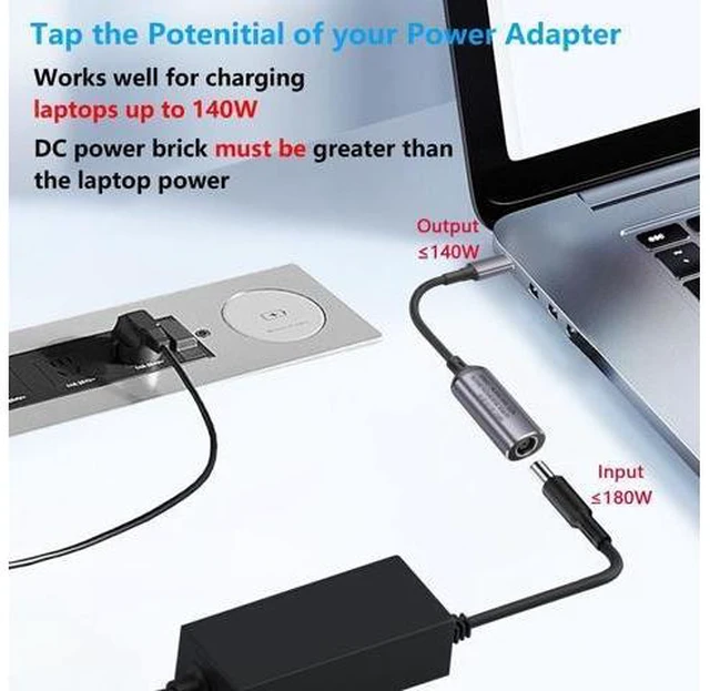 Alt view image 9 of 14 - WISDUM PD 140W DC7909 to USB C Cable DC 7.9mm x 0.9mm Female(7.9 x 5.5mm) Input to Type C Male Power Charging Cable with PD Automatic Identification Chip,for Phones,Tablets,Laptops(DC7909)