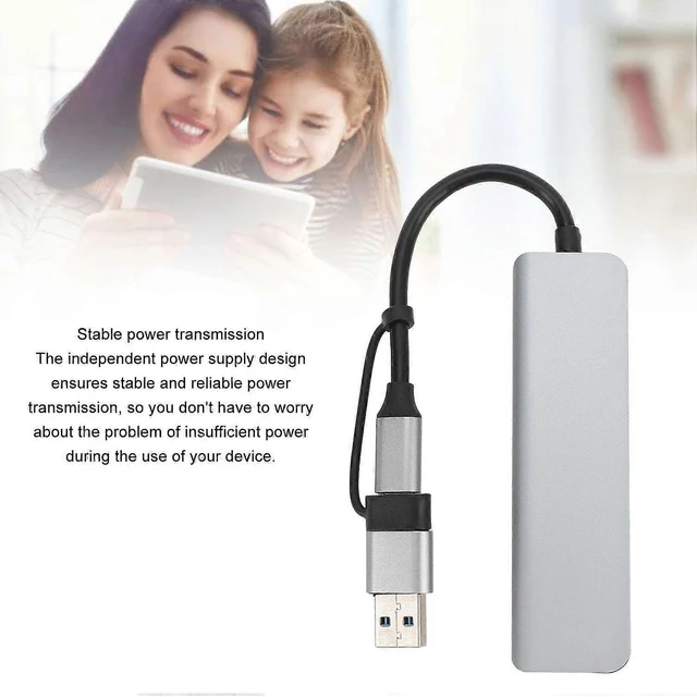 Alt view image 9 of 10 - Ecocleanpath 5-in-1 USB C Hub Multiport Adapter with 3 USB 3.0 Ports, SD/TF Card Reader - Gray