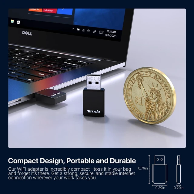 Alt view image 12 of 14 - WiFi Adapter for Desktop PC, AX900 USB WiFi Adapter with Dual Band 600Mbps 5GHz/ 286Mbps 2.4GHz, Built-in Driver for Windows 11/10/7, USB WiFi Dongle(U11) (U11|WiFi 6|AX900)
