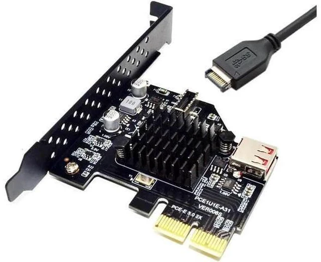 Alt view image 9 of 12 - USB 3.2 Gen2 PCIe Expansion Card, Internal 20Pin Type-E A-Key Header for Front Panel USB-C, 10Gbps PCI Express Card with USB2.0 Type-A Female & Full Height Bracket
