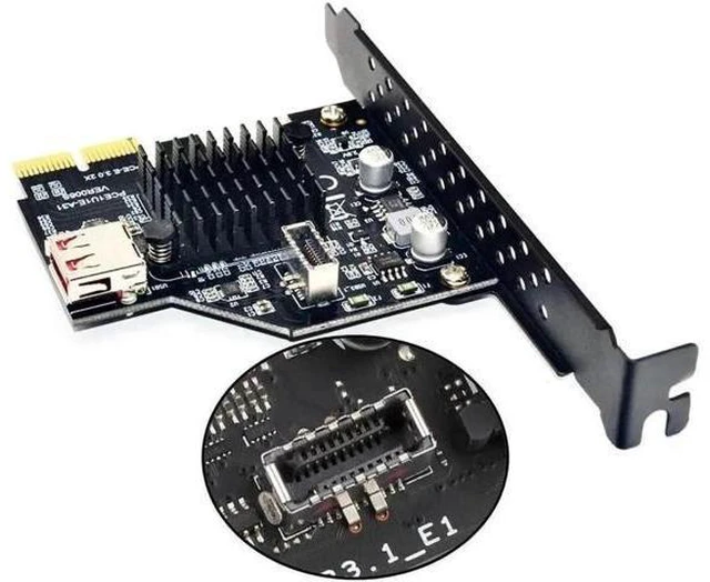 Alt view image 11 of 12 - USB 3.2 Gen2 PCIe Expansion Card, Internal 20Pin Type-E A-Key Header for Front Panel USB-C, 10Gbps PCI Express Card with USB2.0 Type-A Female & Full Height Bracket