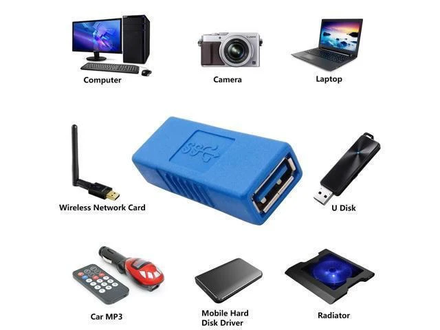 Alt view image 10 of 14 - USB 3.0 Connector Female to Female Adapter USB 3.0 Coupler Adapter Converter Bridge Extension Coupler (Pack of 3, Blue)