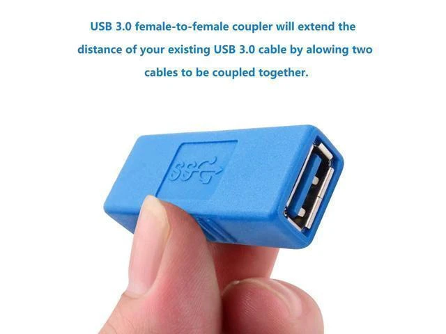 Alt view image 11 of 14 - USB 3.0 Connector Female to Female Adapter USB 3.0 Coupler Adapter Converter Bridge Extension Coupler (Pack of 3, Blue)
