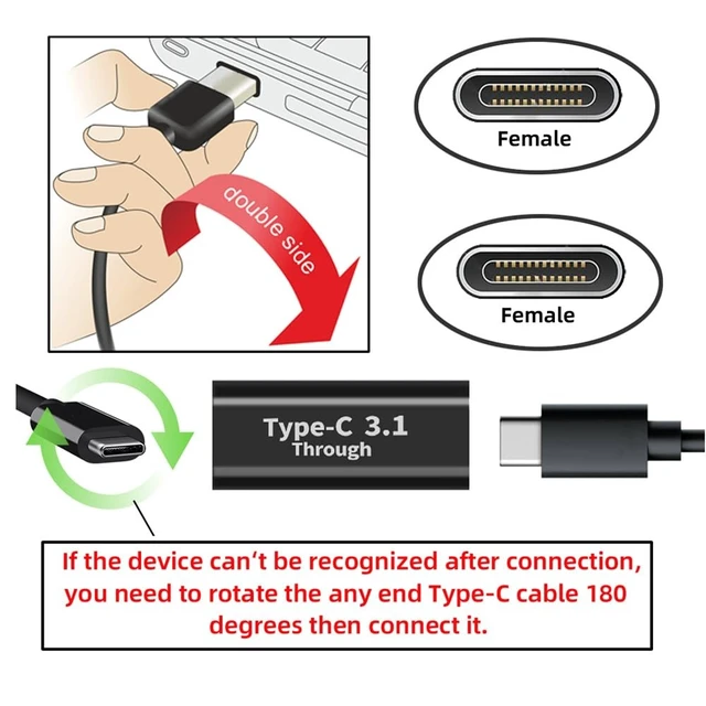 Alt view image 9 of 14 - USB3.0 Type C Male 10Gbps to Dual Female Power Data Splitter Adapter Up Angled Compatible with Steam Deck Laptop