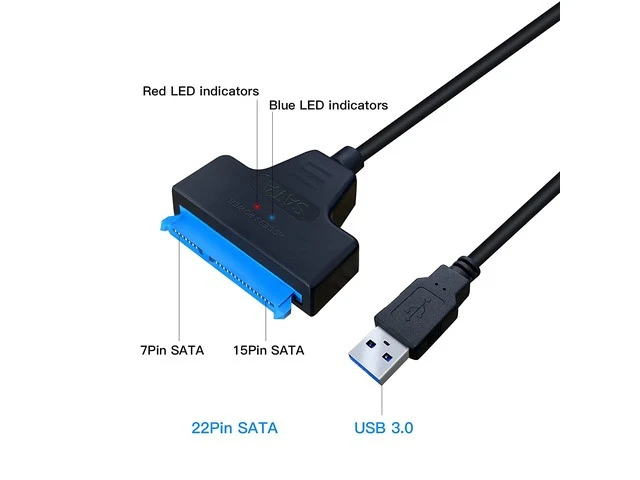 Alt view image 10 of 12 - SATA to USB A Cable, USB 3.0 SATA I/II/III Hard Drive Adapter Cable for 2.5 inch SSD & HDD Optimized for SSD/HDD Data Transfer, Support UASP Black