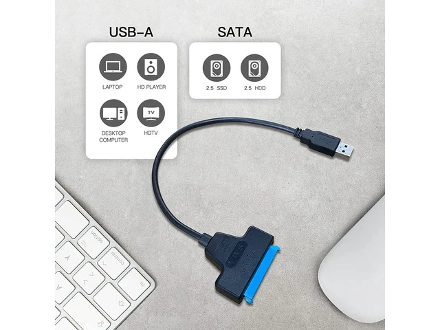 Alt view image 12 of 12 - SATA to USB A Cable, USB 3.0 SATA I/II/III Hard Drive Adapter Cable for 2.5 inch SSD & HDD Optimized for SSD/HDD Data Transfer, Support UASP Black
