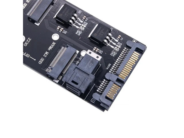 Alt view image 9 of 12 - SATA NVME M2 Adapter SSD M2 Adapter NVME PCIE SSD to SFF-8643 Adapter M.2 NGFF SATA SSD to SATA Add On Cards Riser for 22110 M.2