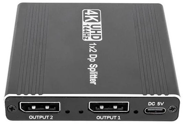 Alt view image 11 of 12 - DisplayPort 1.4 Splitter 1x2 - 4K@144Hz MST Hub with Audio Extraction, Dual Monitor Extended/Mirror Modes, DSC 1.2, HDR, for Gaming & Professional Workstations