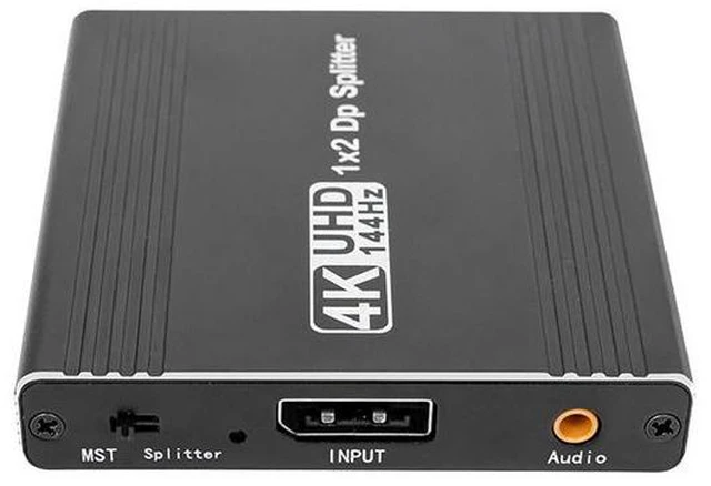 Alt view image 12 of 12 - DisplayPort 1.4 Splitter 1x2 - 4K@144Hz MST Hub with Audio Extraction, Dual Monitor Extended/Mirror Modes, DSC 1.2, HDR, for Gaming & Professional Workstations